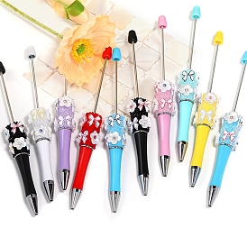 5Pcs Camellia Butterfly Bow Plastic and Rhinestone Beadable Pens, Ball-Point Pen, for DIY Personalized Pen