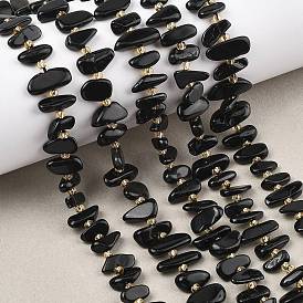 Натуральные бусины из черного оникса (окрашенные и нагретые), чип, с бисером