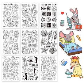 PandaHall Elite 9 Sheets 9 Style PVC Plastic Stamps, for DIY Scrapbooking, Photo Album Decorative, Cards Making, Stamp Sheets
