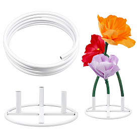 1 Base de soporte de exhibición de poste de hierro para flores de 1 pieza, con 1 paquete de tubería de PVC, aluminio y plástico