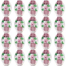 20шт. бусины ручной работы из фольгированного стекла в технике лэмпворк, овальные с цветком