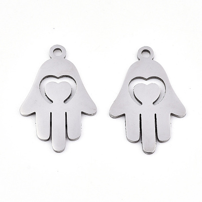 Pendentifs en acier inoxydable, Coupe au laser, hamsa main / main de fatima / main de miriam