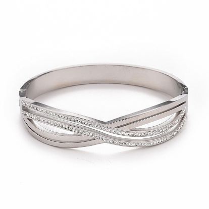 Браслет бесконечности с кристаллами и стразами, 304 женские украшения из нержавеющей стали, ионное покрытие (ip)