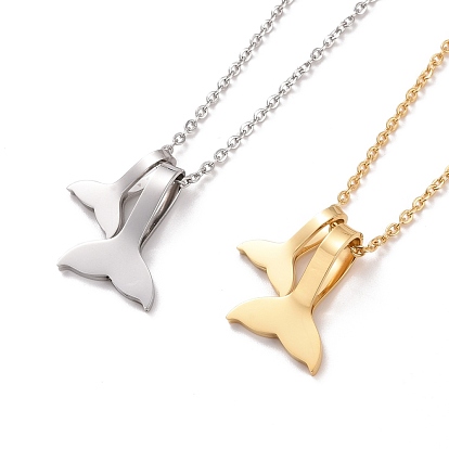 304 Stainless Steel Whale Tail Pendant Necklace for Women Ion Plating(IP)
