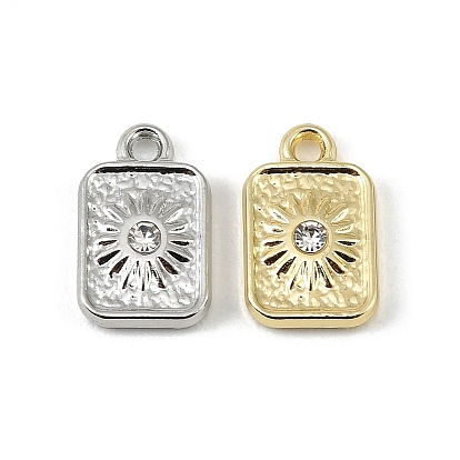 Подвески из сплава и страза, прямоугольник с солнечными чарами, долговечный, стойки покрытие