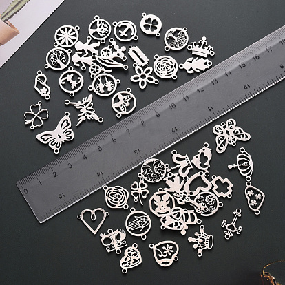 201 Stainless Steel Links Connectors, Laser Cut, Mixed Shapes