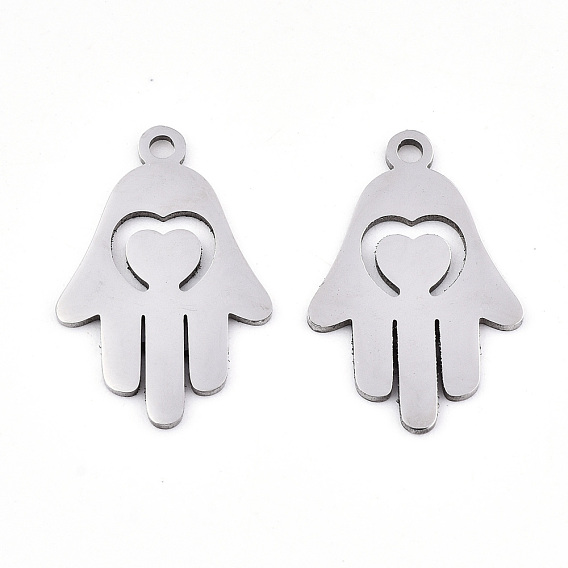 201 подвески из нержавеющей стали, лазерная резка, hamsa рука / рука fatima / рука miriam