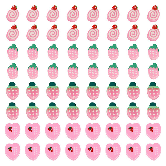 200 шт 4 стили ручной работы из полимерной глины бусины, клубника