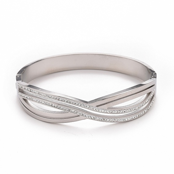 Браслет бесконечности с кристаллами и стразами, 304 женские украшения из нержавеющей стали, ионное покрытие (ip)