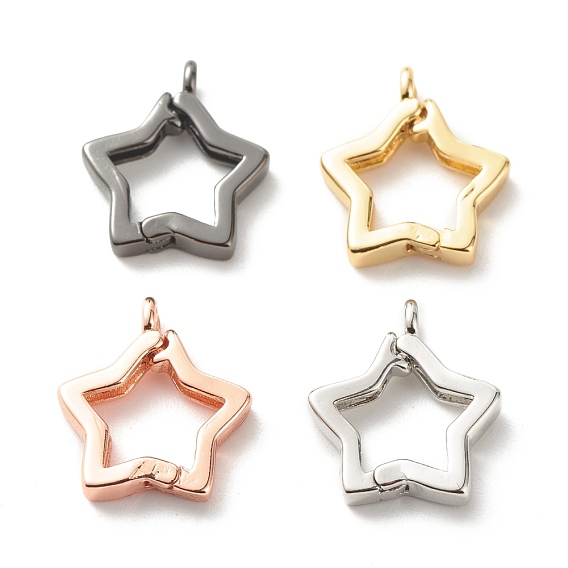Кулоны из экологически чистой латуни с прозрачным кубическим цирконием, без свинца и без кадмия, звезда