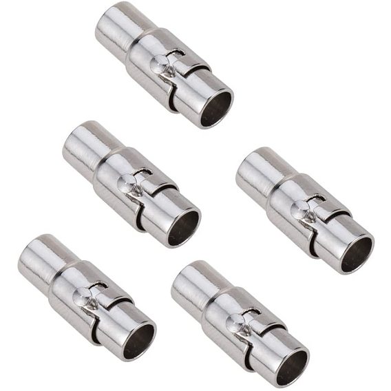 Column Brass Magnetic Screw Clasps, 15x5mm, Hole: 4mm