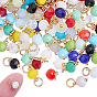 126Pcs 6 Sets Glass Rondelle Bead Charms, with 304 Stainless Steel Open Jump Rings, Faceted