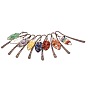 Natural Gemstone Chip Beaded Leaf Pendant Bookmark, Red Copper Plated Alloy Hook Bookmark