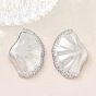 Серьги-гвоздики из латуни с микропаве из кубического циркония для женщин, формы раковины, стойки покрытие, долговечный, без свинца и без кадмия