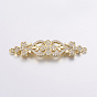 Brass Micro Pave Cubic Zirconia Links, Long-Lasting Plated, Flower