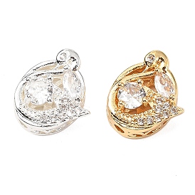 Латунные микро проложить кубического циркония бусы, без кадмия, без никеля и без свинца, овальные