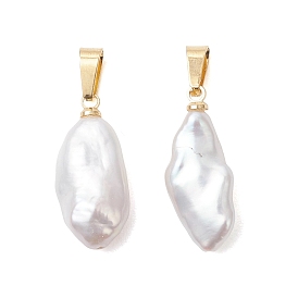 Подвески из натурального барочного жемчуга кеши, подвески-самородки с 304 защелками из нержавеющей стали, белые