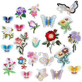23 piezas de parches de tela de poliéster para bordar computarizado, planchar o coser, flor