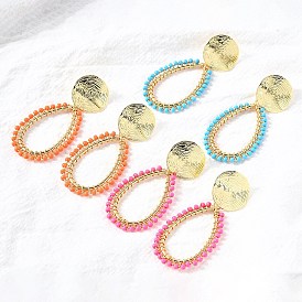 Серьги-гвоздики из латуни в виде каплевидной формы с подвесками, со стеклом, без свинца и без кадмия, стойки покрытие, долговечный