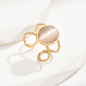 Cat Eye Open Cuff Rings, Oval