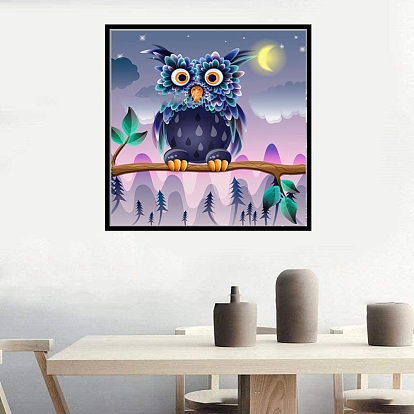 Cartoon Owl Pattern 5D Diamond Painting Kits for Kids and Adult Beginners, DIY Full Round Drill Picture Art, Rhinestone Gem Paint Kits for Home Wall Decor