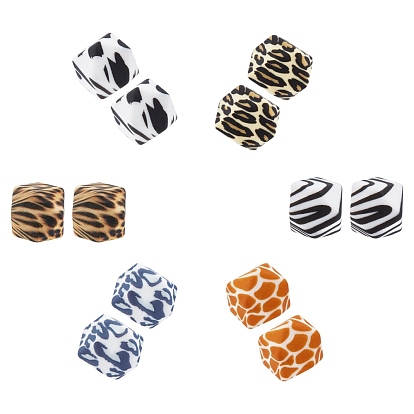 Silicone Beads, Polygon with Animal Skin Pattern