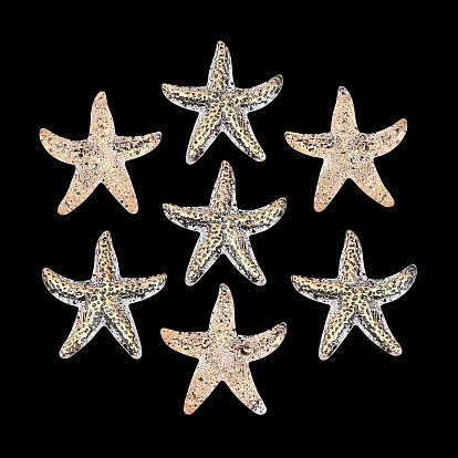 Transparent Acrylic Pendants, Starfish Charms, Golden Metal Enlaced