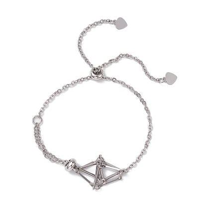 Регулируемый плетеный 201 чехол из нержавеющей стали в технике макраме изготовление браслета-слайдера с цепочкой-кабелем, с 304 кабельными цепочками из нержавеющей стали