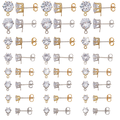 925 серебро пробивает кубические цифры на основе циркония, с фрикционными гайками из стерлингового серебра