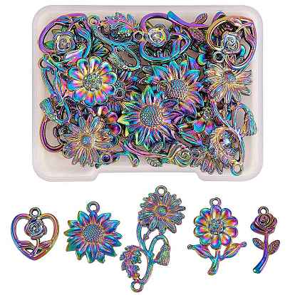 Legierungsanhänger im 20 PC-Stil, Regenbogen-Farb, Blume
