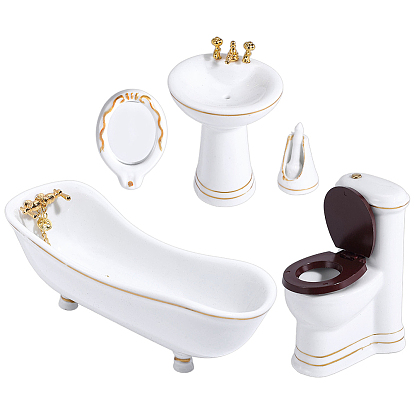 Porcelain Washroom Kits Miniature Ornaments, Micro Landscape Home Dollhouse Accessories