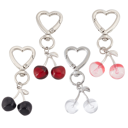 8шт 4 стиль смоляные вишневые подвесные украшения, с вращающимися застежками в форме сердца из сплава