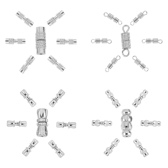 80 Sets 4 Style Brass Screw Clasps, Column