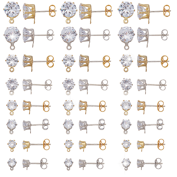 925 серебро пробивает кубические цифры на основе циркония, с фрикционными гайками из стерлингового серебра