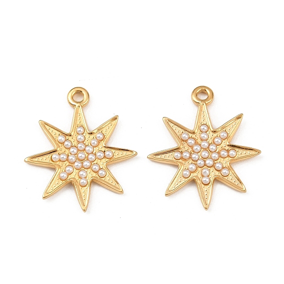 304 подвески из нержавеющей стали, звезда, с абс пластмассовым, реальный 18 k позолоченный, вакуумное покрытие pvd