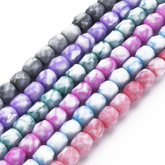 Opaque Baking Painted Glass Beads Strands, Imitation Stones, Faceted, Column