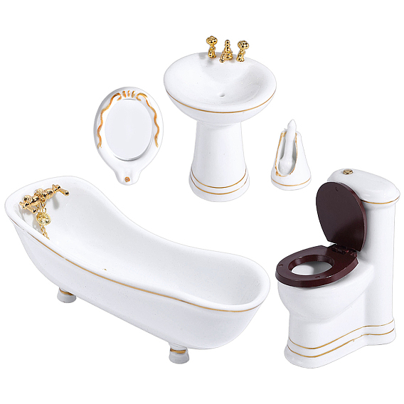 Porcelain Washroom Kits Miniature Ornaments, Micro Landscape Home Dollhouse Accessories