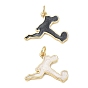 Brass Enamel Pendants, Human with Football Charms, Cadmium Free & Lead Free, Rack Plating, Long-Lasting Plated, Real 18K Gold Plated