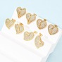 Сердце из латуни микро проложить кубического циркония серьги стержня, реальный 16 k позолоченный