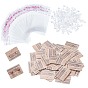 2 Set Rectangle with Wood Grain Pattern Earring Card Holder, with OPP Bags and 400Pcs Plastic Ear Nuts, for Ear Studs and Hanging Earrings Display
