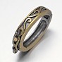 Carved Oval Rack Plating Brass Twister Clasps, Nickel Free, 27x19x5mm, Hole: 19x13mm