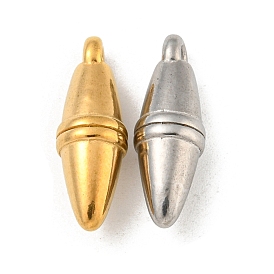 Ion Plating(IP) 304 Stainless Steel Pendants, Bullet Charm