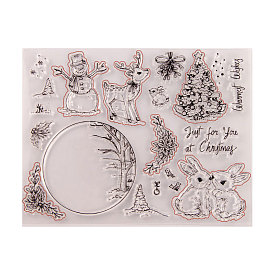 Clear Silicone Stamps, for DIY Scrapbooking, Photo Album Decorative, Cards Making, Stamp Sheets, Christmas Tree & Reindeer/Stag & Rabbit & Snowman