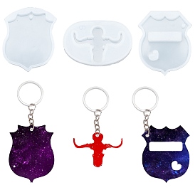 Gorgecraft DIY Police Badge Silicone Key Chains Molds Kits, with Iron Keychain Clasp Findings and Brass Open Jump Rings
