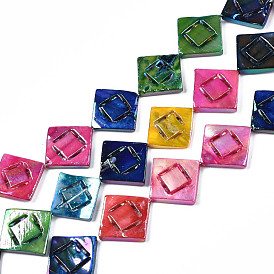 Freshwater Shell Beads Strands, Dyed, AB Color Plated, Rhombus
