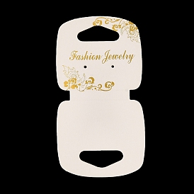 Fold Over Gold Stamping Floral Paper Jewelry Display Cards, for Necklaces Bracelets Display