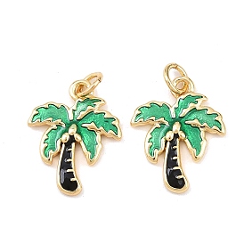 Латунь эмаль подвески, с целью перехода в кольце, очарование кокосового дерева, без свинца и без кадмия, долговечный, реальный 18 k позолоченный, стойки покрытие