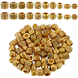 100шт 10 стили сплав европейские бусины, бусины с большим отверстием, rondelle & column