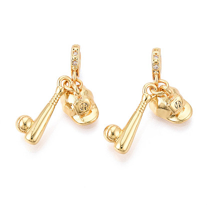 Латунное микропейв с кубическим цирконием европейские подвески с подвесками, бейсболка и кепка, Подвески с большими отверстиями