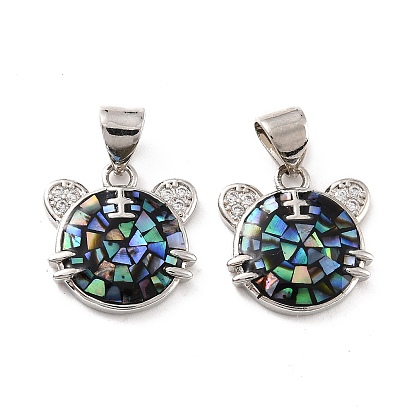 Натуральные раковины, с прозрачным фианитом и фурнитурой из латуни, долговечный, тигр